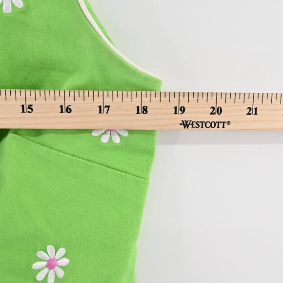 Vtg SAG HARBOR Green Embroidered Dress Size 10P Daisy Cotton Vibrant Bright Boho - Picture 4 of 13